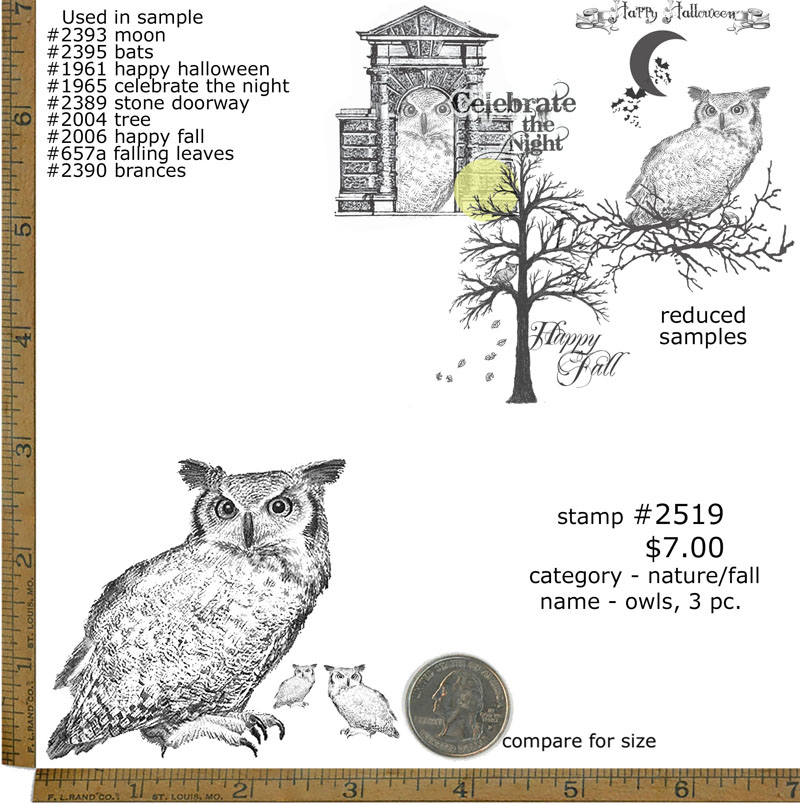 #2519 - Owls 3pc. - Nature/Fall